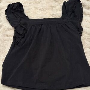 Rare Editions size 14 Elegant Black Ruffle Sleeve Top.  Like new